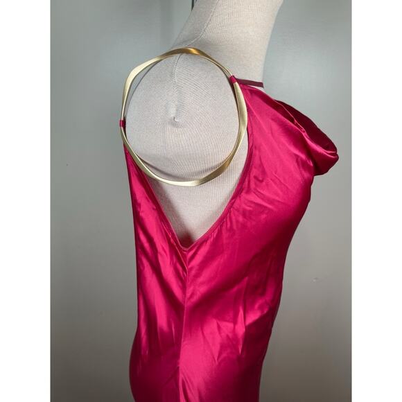 Cult Gaia Azaelia Gold Ring Shoulder Detail Cowl Neck Peony Pink Maxi Dress Sz M - Picture 10 of 13